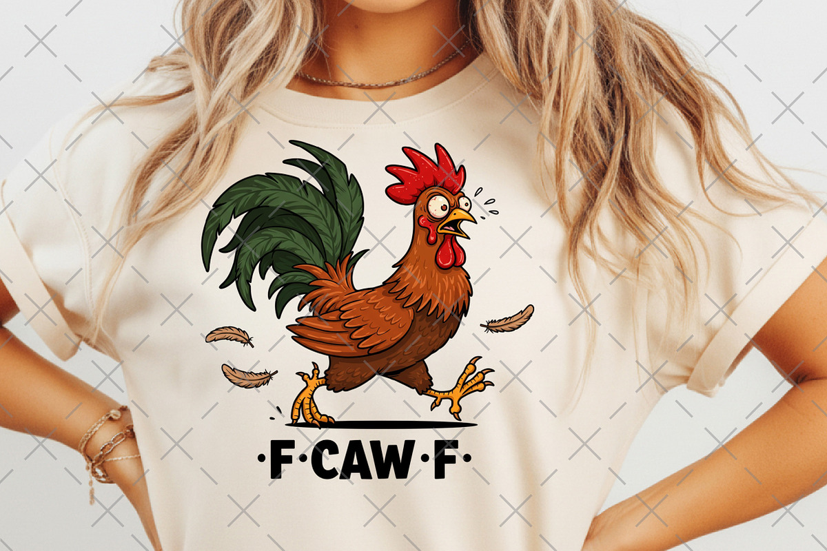 Funny Chicken F-Caw-F Rooster PNG, an Illustration by Craft Nest (Photo 5 of 6)