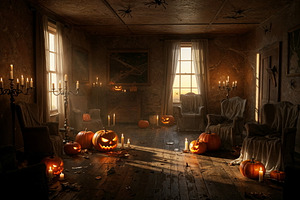 An abandoned Hallowen room decorate, a Holiday Photo by Volff