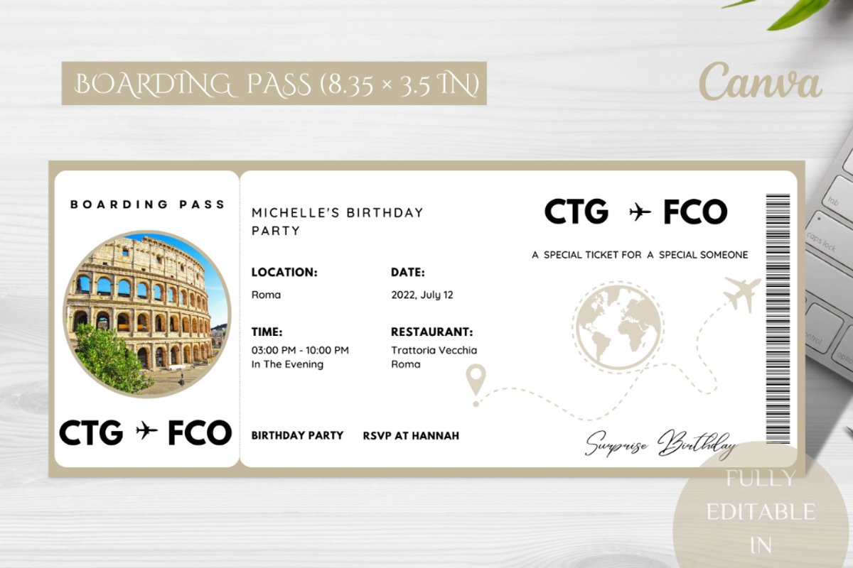 Editable Boarding Pass Template, a Card Template by YasdeyDesigns (Photo 6 of 8)