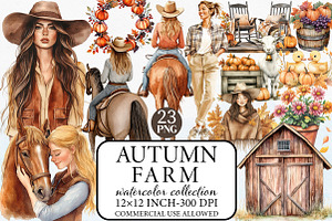 Watercolor Autumn Farm Clipart, an Illustration by Libby Wishes