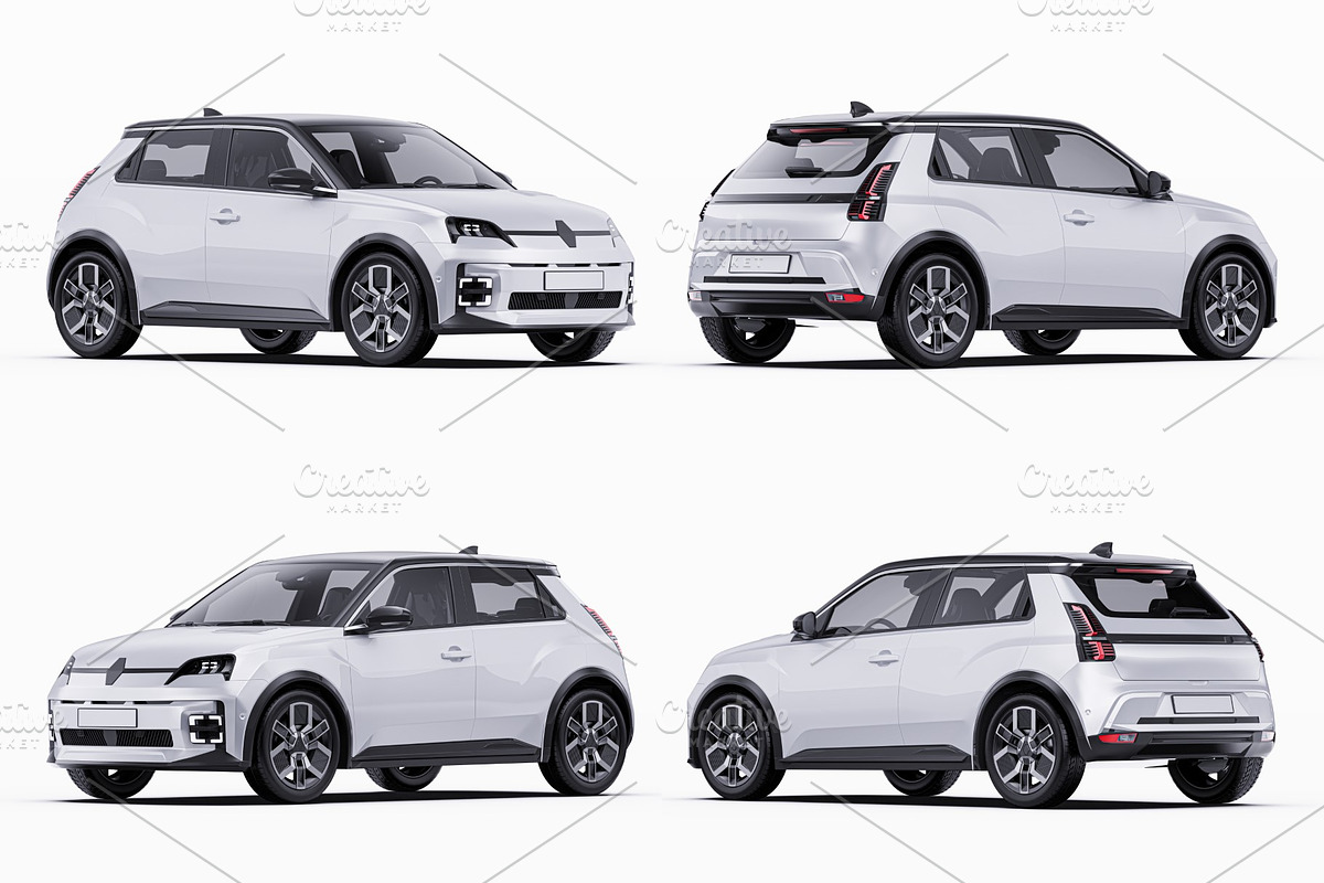 Retro Electric Hatchback Mockup Set, an Advertising Mockup by Halal Graphic Studio (Photo 15 of 16)