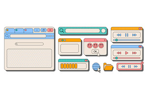 Colorful retro ui interface elements, a Technology Illustration by art PVP - market