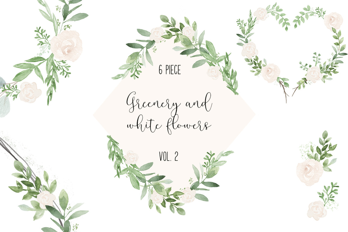 Greenery & White Wedding VOL2, an Illustration by DailyMiracleDigitals,LLC (Photo 1 of 6)