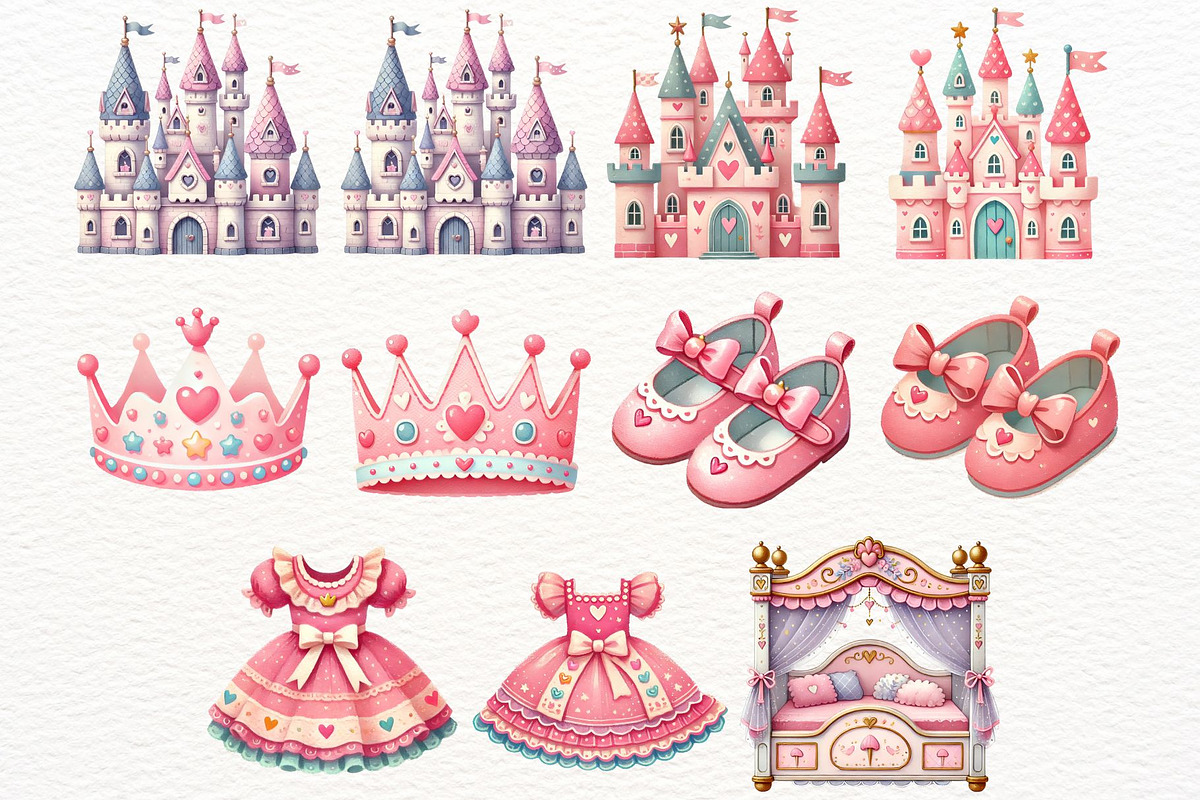 Cute Princess Clipart Bundle PNG, a Person Illustration by SugarCloudStudioArt (Photo 6 of 6)
