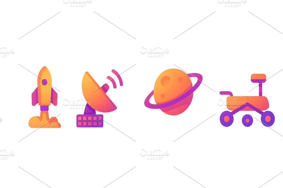 Colorful icons representing space, a Technology Illustration by ZinetroN