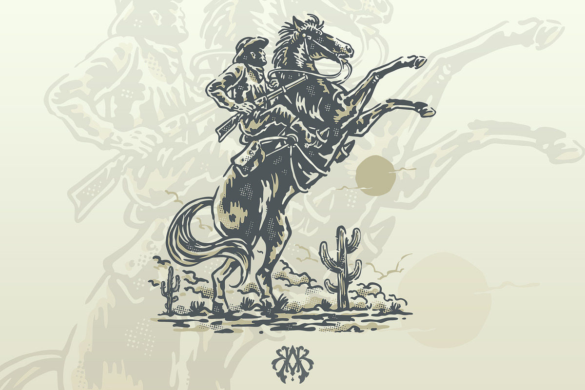 Horse tamer cowboy vintage style, a Person Illustration by Krizvector Artwork Shop (Photo 1 of 3)