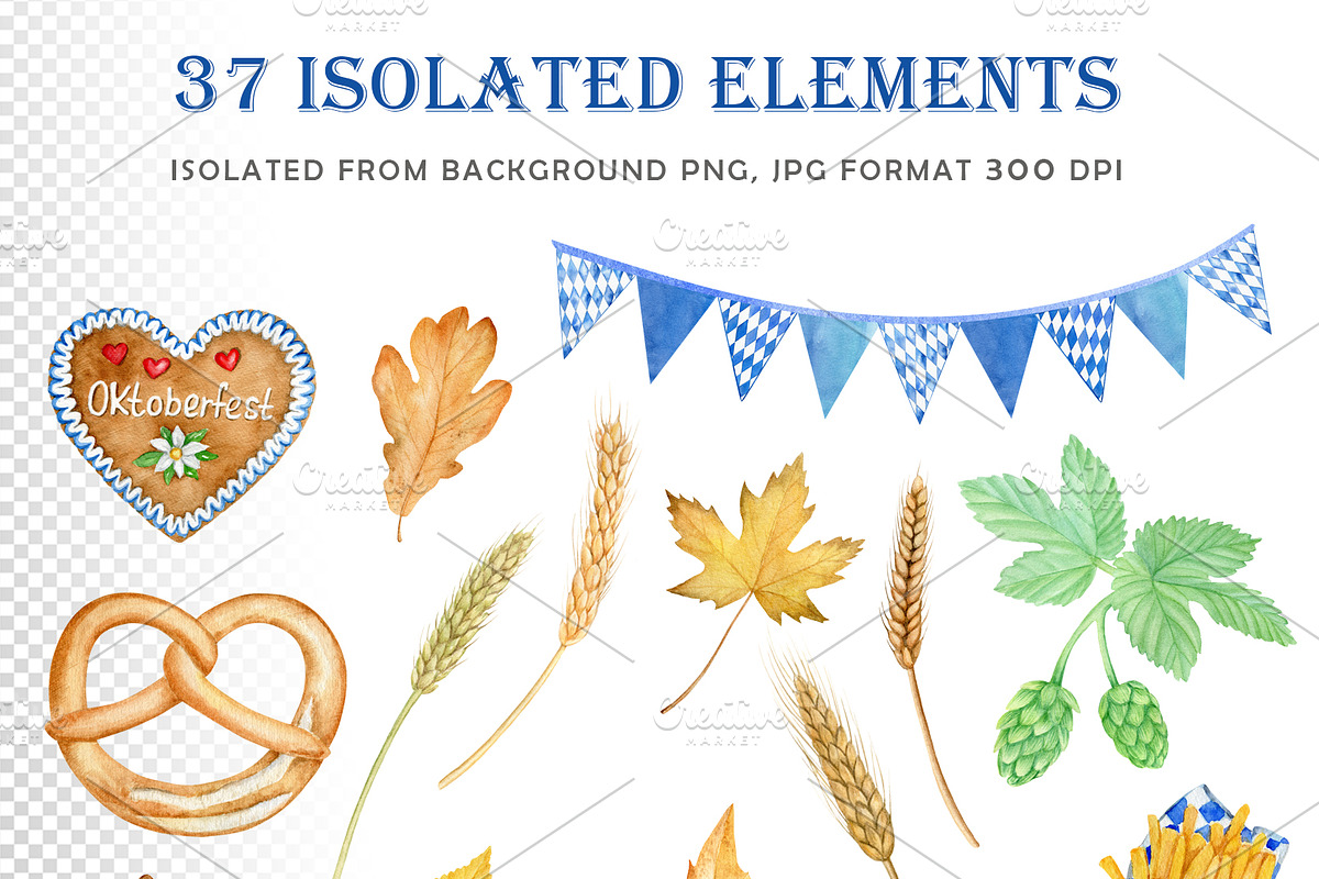 Watercolor Oktoberfest festival set, a Food Illustration by svetodesign (Photo 2 of 10)
