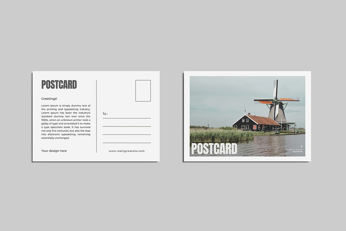 Postcard Mockup - Greeting Card, a Card Template by graphictime (Photo 3 of 14)