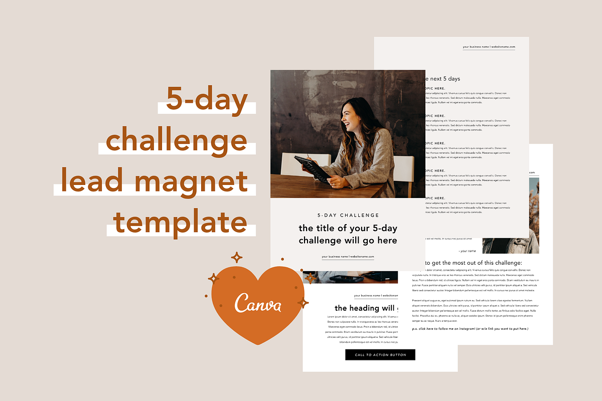 5 Day Challenge Lead Magnet | Canva, a Magazine Template by molly ho studio (Photo 1 of 6)