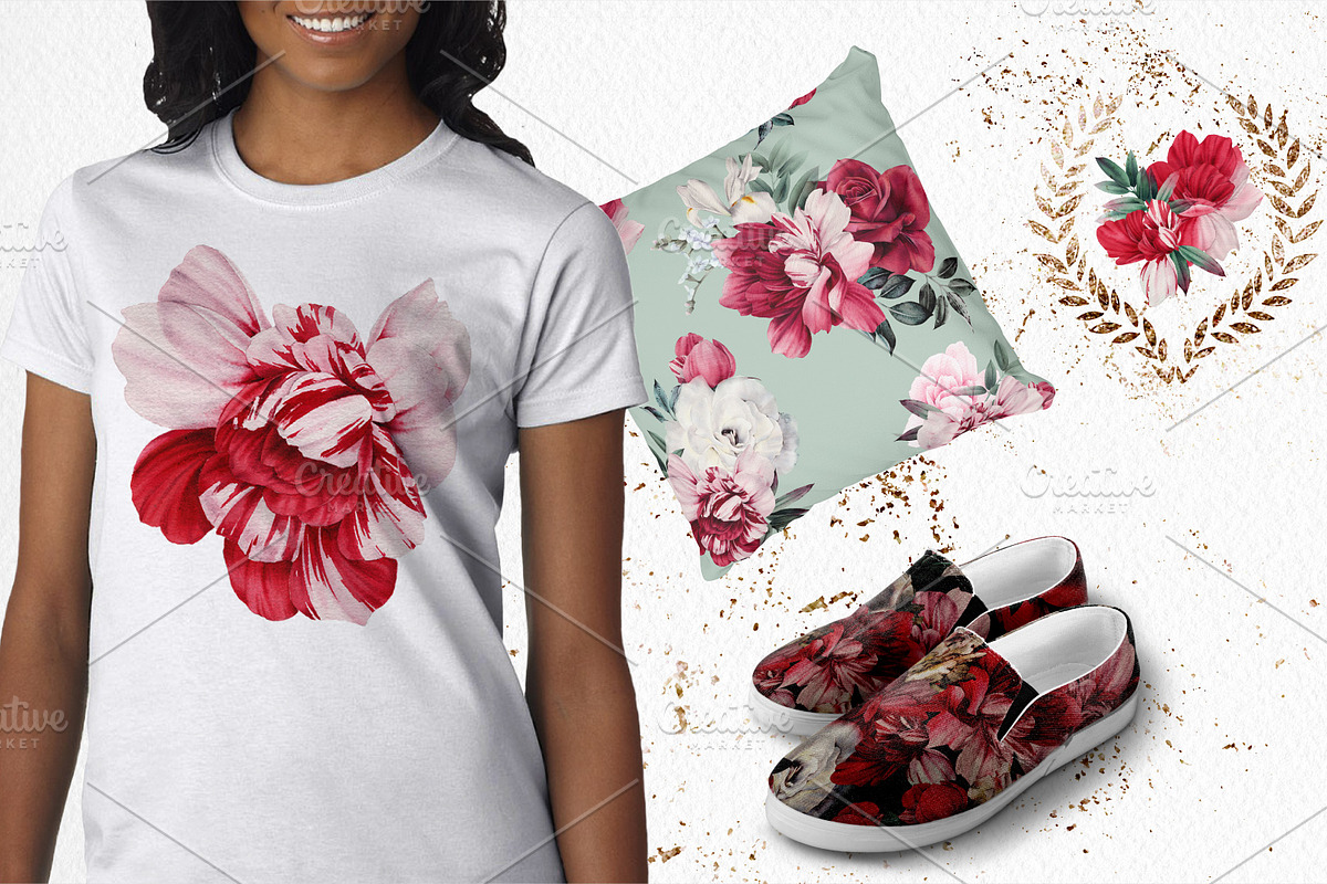 WATERCOLOR BUNDLE Peonies & Roses, an Illustration by ollalya (Photo 19 of 101)