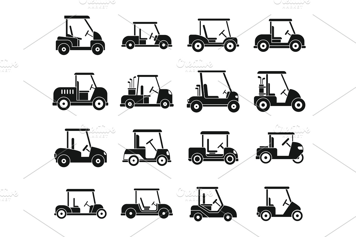Auto golf cart icons set, simple, a Transportation Illustration by Ylivdesign