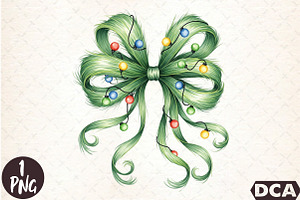 Festive Green Grinch Bow Christmas, an Illustration by DreamCafeArt