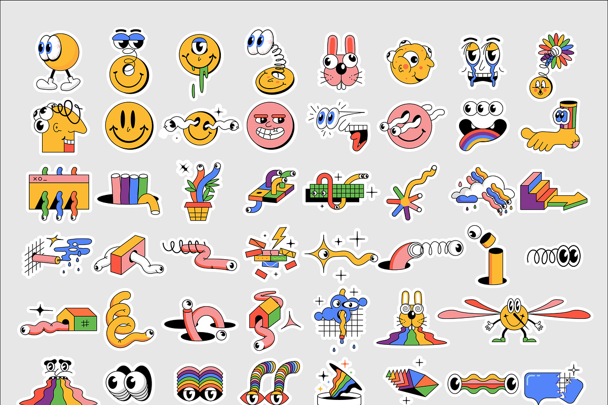 Big pack of funny cartoon stickers, an Icon by Crocolot (Photo 3 of 5)