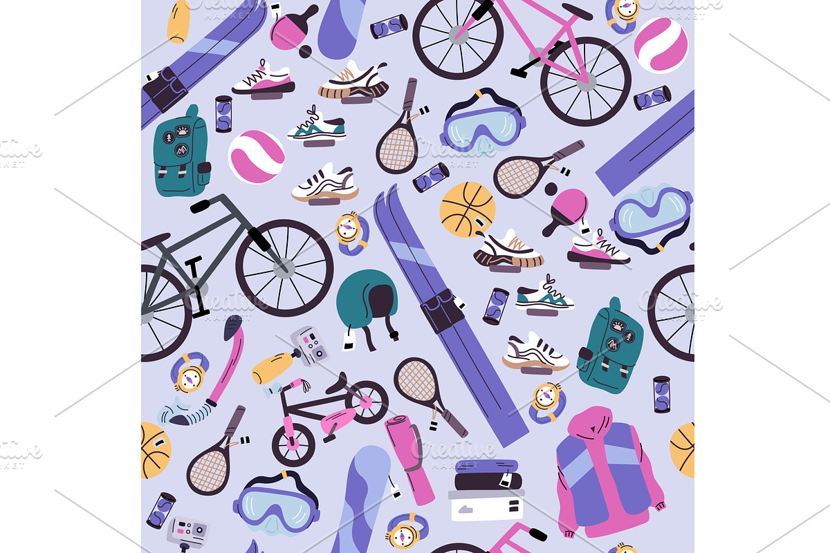 Sports equipment seamless pattern, a Sport Illustration by Vectorbuum
