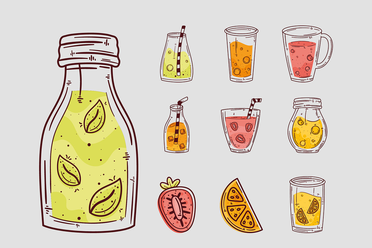 Fresh Juice Illustration Set