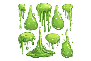 Green Slime Cartoon Vector Set