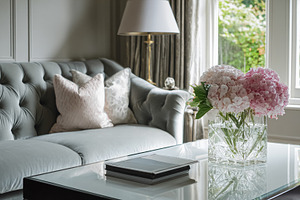 Hydrangea flowers bringing elegance to a luxurious modern living, a Photo by Studio ANNA