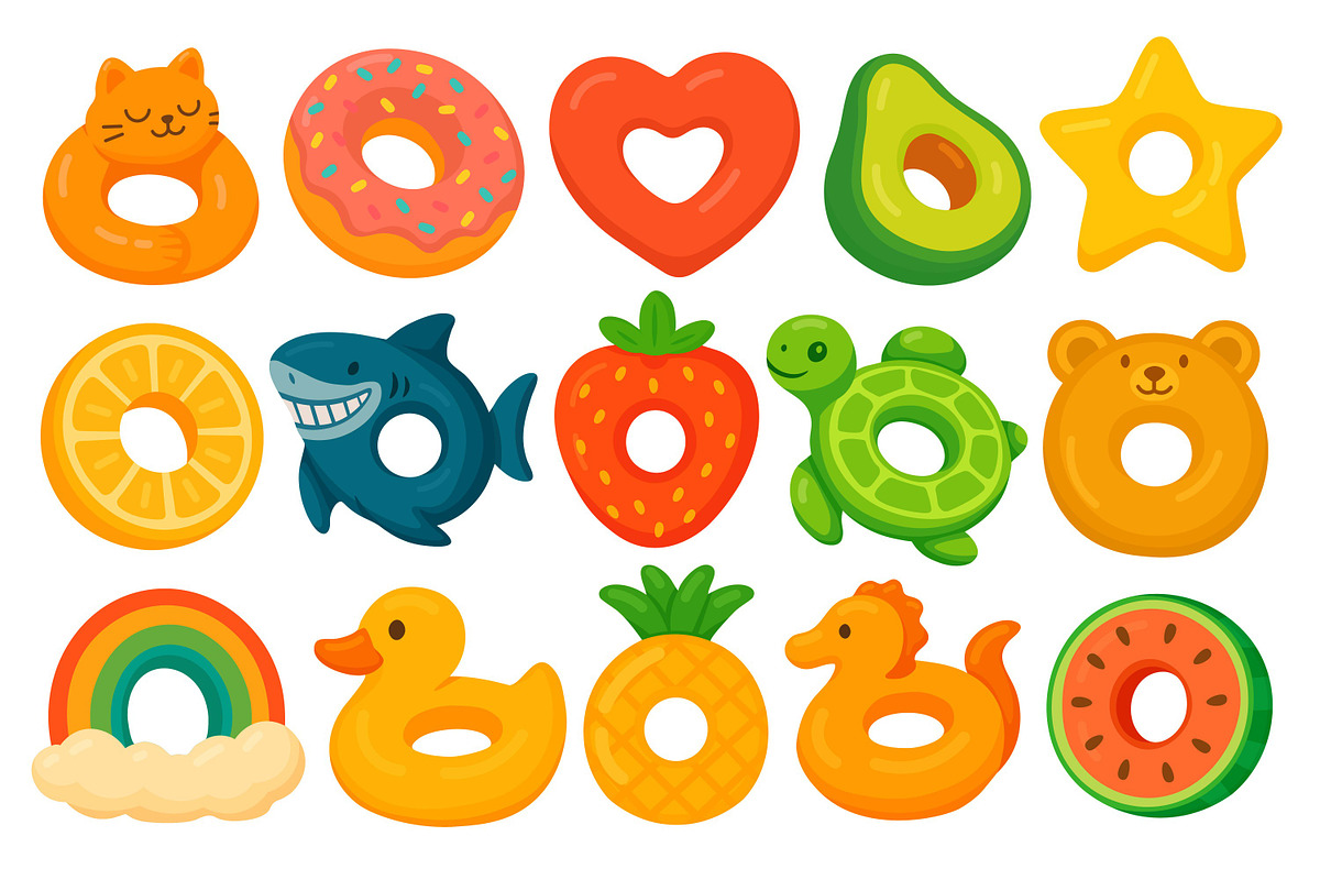 Pool Floats Set, a Seasonal Illustration by ananastya (Photo 2 of 3)