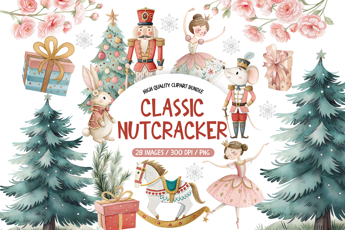Classic Nutcracker Ballet Clipart, an Illustration by TatiMockup (Photo 1 of 5)