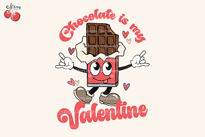 Chocolate Is My Valentine Retro PNG