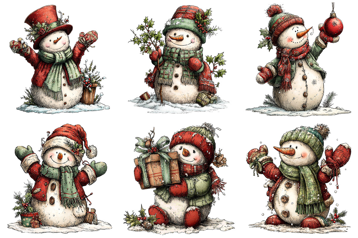 Whimsical Christmas Snowman PNG, an Illustration by Craft Nest (Photo 9 of 10)