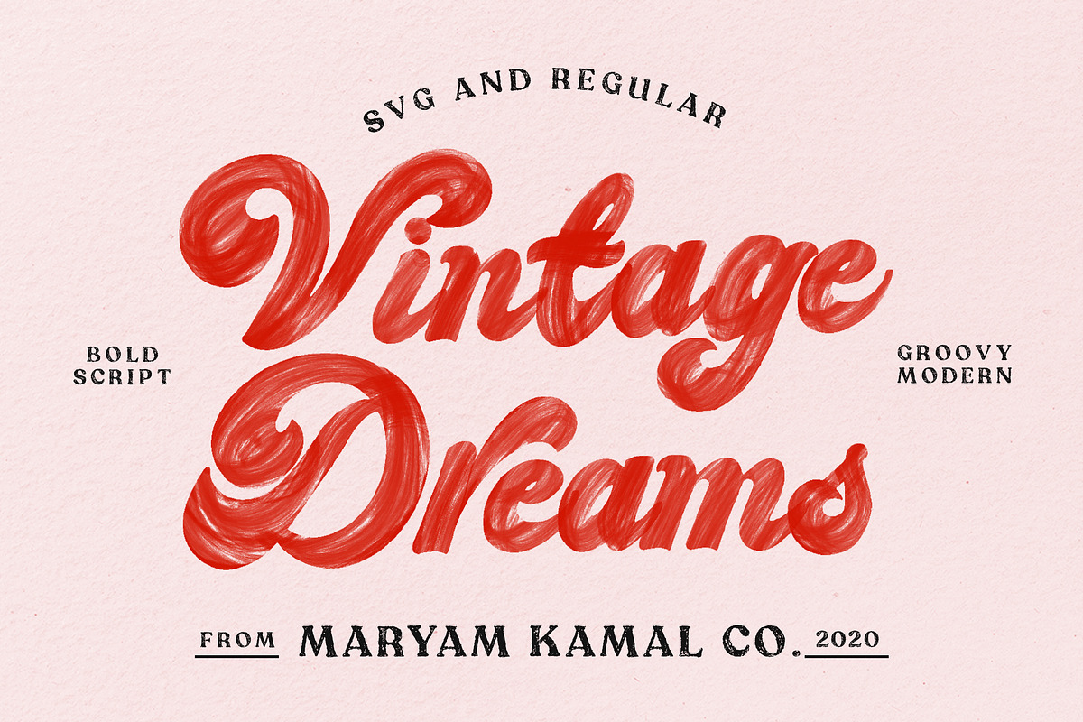 Vintage Dreams Modern Groovy Font, a Script Font by ReveryWorks (Photo 1 of 10)