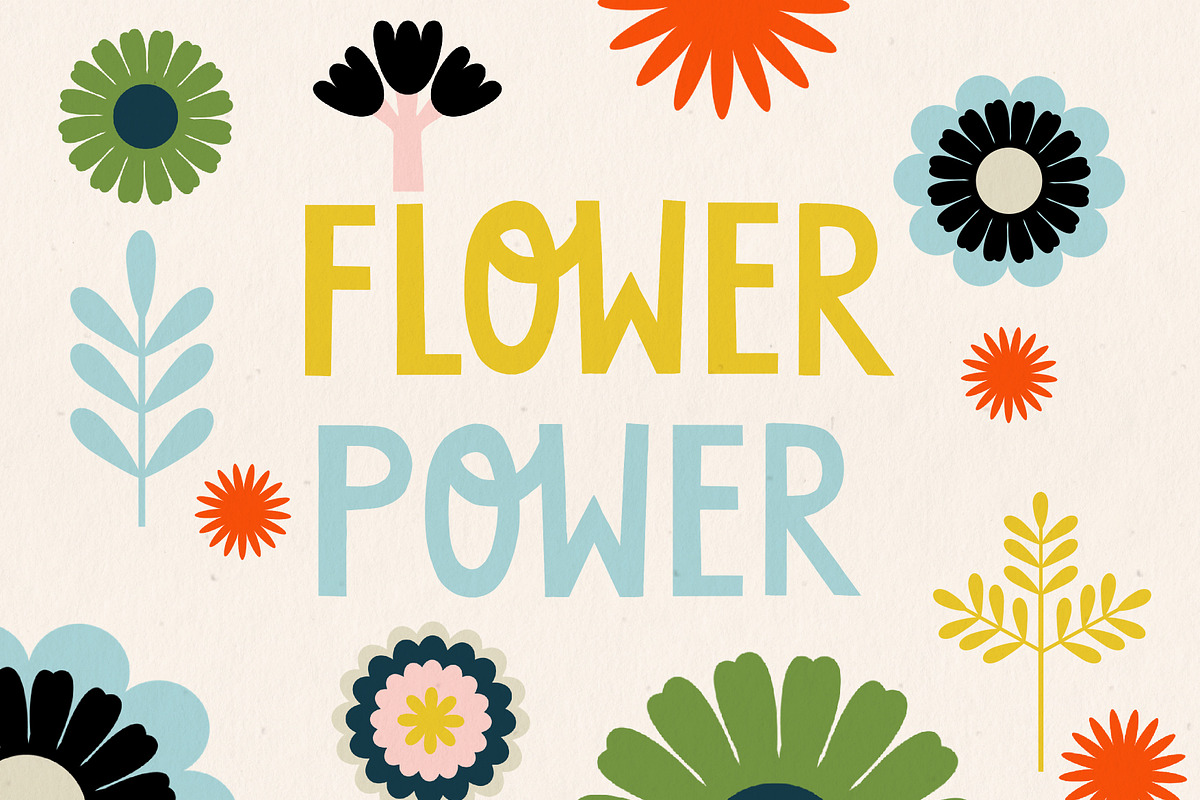 Retro Flower Power Illustration Pack, an Illustration by Jill Adams (Photo 1 of 9)