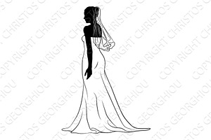 Bride Bridal Wedding Dress, an Illustration by Christos Georghiou