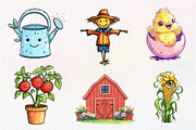 Watercolor Cute Little Farm Clipart, an Illustration by CreationArt (Thumbnail 8 of 9)