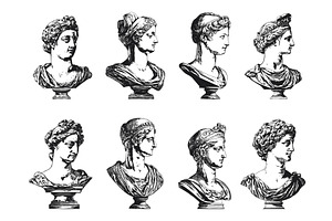 Antique Plaster Bust Collection, an Object Illustration by LadadikArt