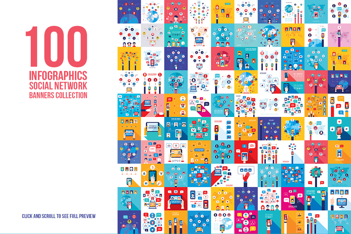 100 social network infographic set, a Person Illustration by Anttoniu (Photo 1 of 5)