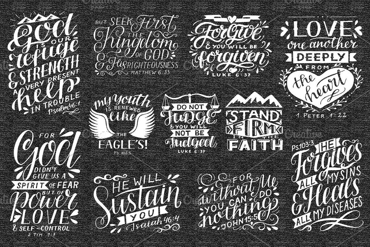 BUNDLE 25 Bible Verses, an Illustration by Ola-la-la (Photo 3 of 6)
