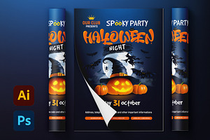 Halloween Party Poster Template, a Flyer Template by Vector beauty