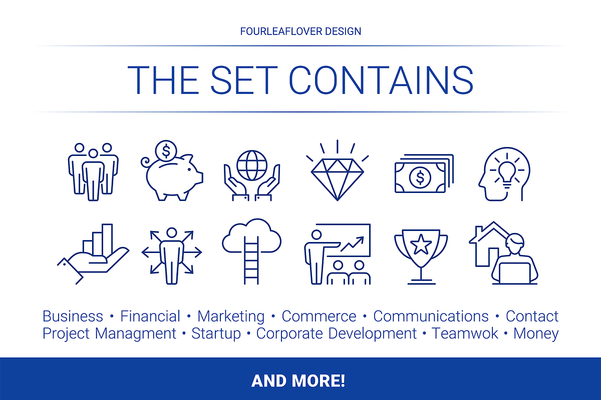 160 Business and Financial Icons Set, an Outline Icon by FourLeafLover (Photo 2 of 12)