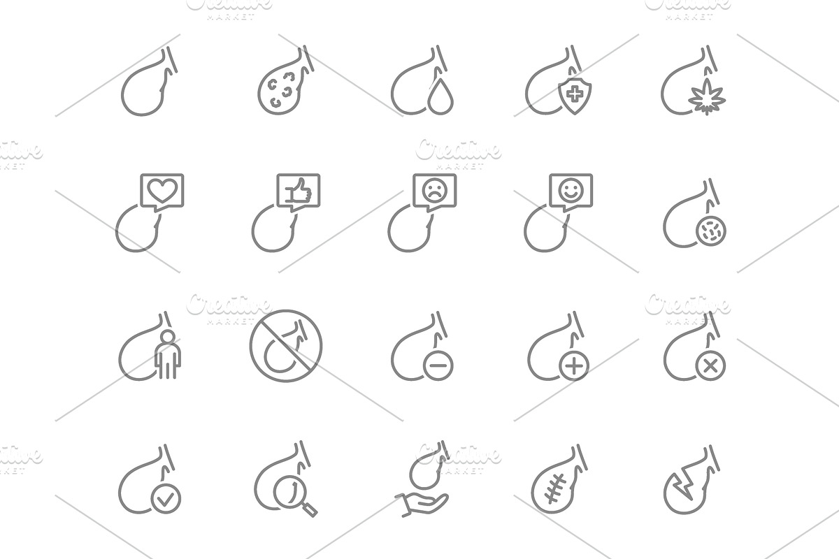 Gallbladder set line icon. Human, an Object Illustration by GraphiShop
