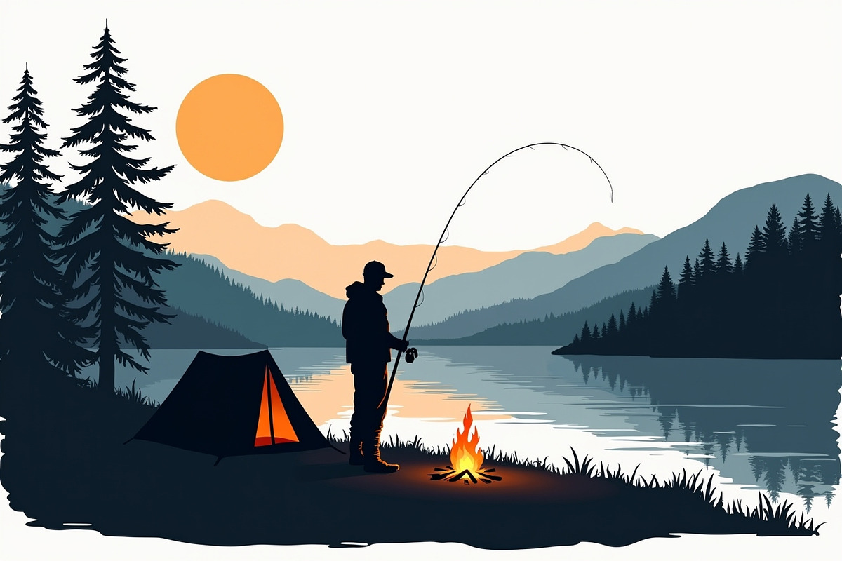 A silhouette of a man fishing, an Illustration by Amazin_art (Photo 6 of 7)