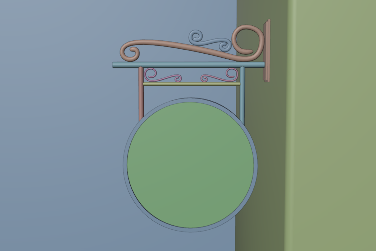 Vintage Hanging Signboard 3D Model, an Object 3D Model by Dudukbersama (Photo 2 of 2)