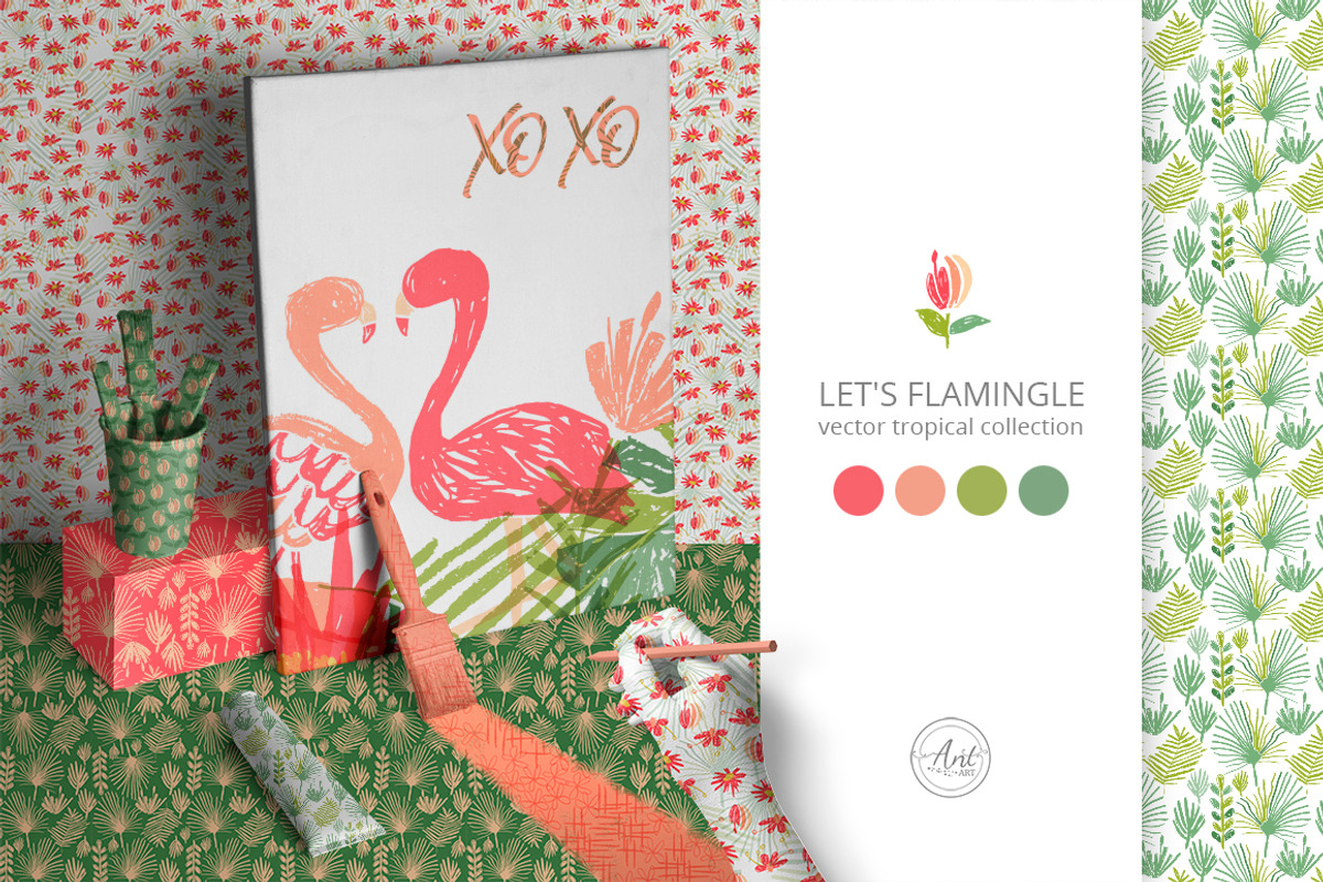 Let's Flamingle tropical collection, a Decorative Illustration by antuanetto (Photo 16 of 16)