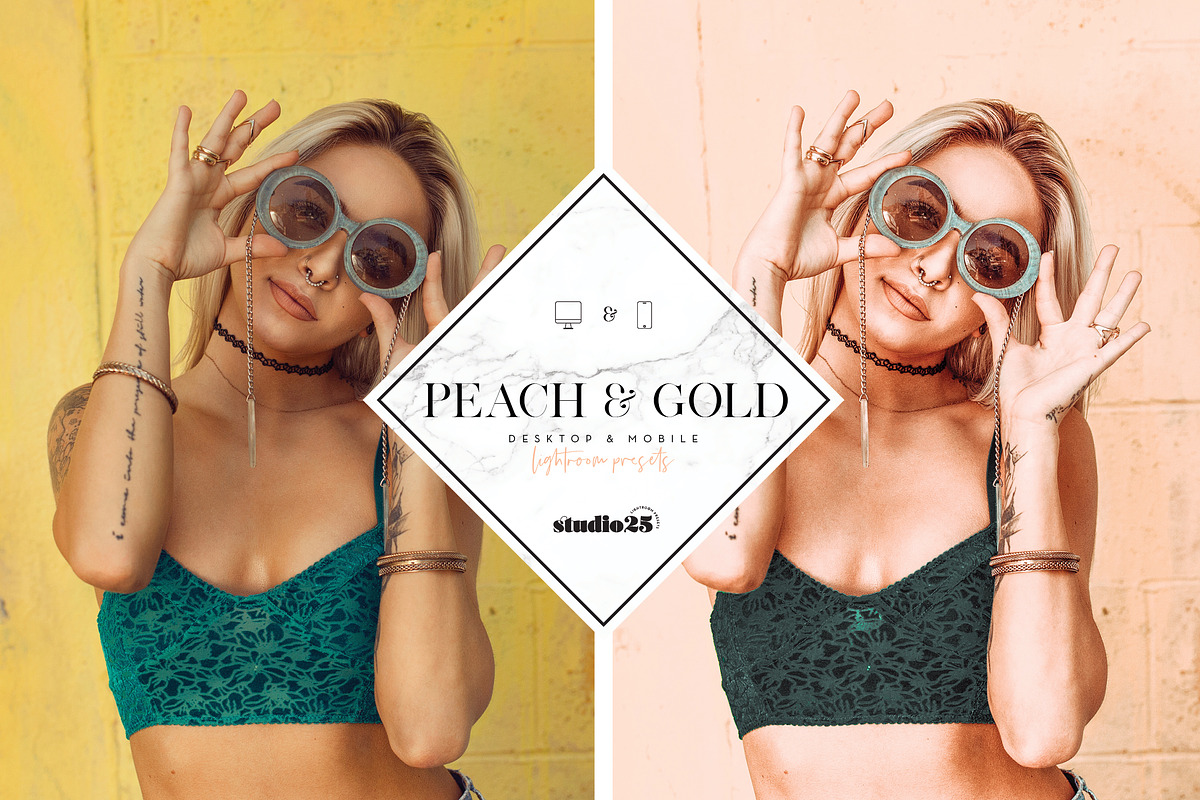 Peach and gold blogger preset, an Action Add-On by studio25 (Photo 4 of 6)