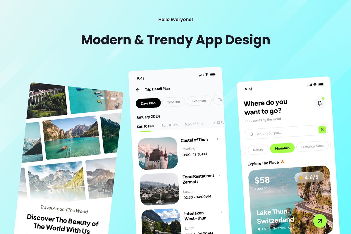 Travel Agency UI Mobile Apps, an UI Kit Template by SquidPixey (Photo 2 of 3)