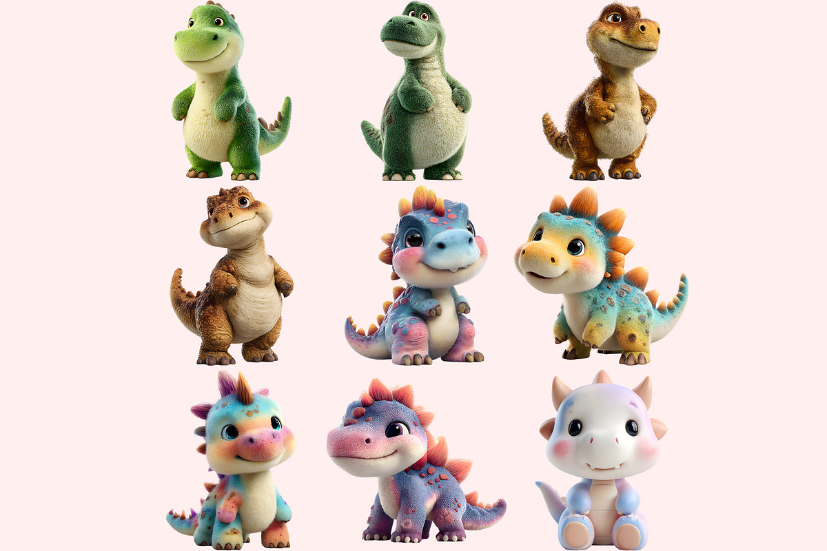 Funny Dinosaur Clipart PNG Bundle, a Graphic by M9 Design (Photo 3 of 9)