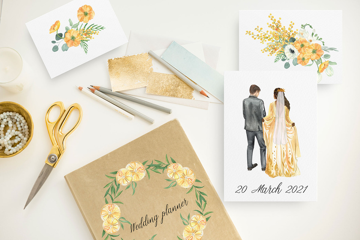 Mimosa Yellow Wedding Flowers, an Illustration by Catch the Dream Art (Photo 6 of 12)