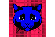 Cat Face Pop Art Portrait, an Animal Illustration by PsychocheArt (Thumbnail 1 of 3)