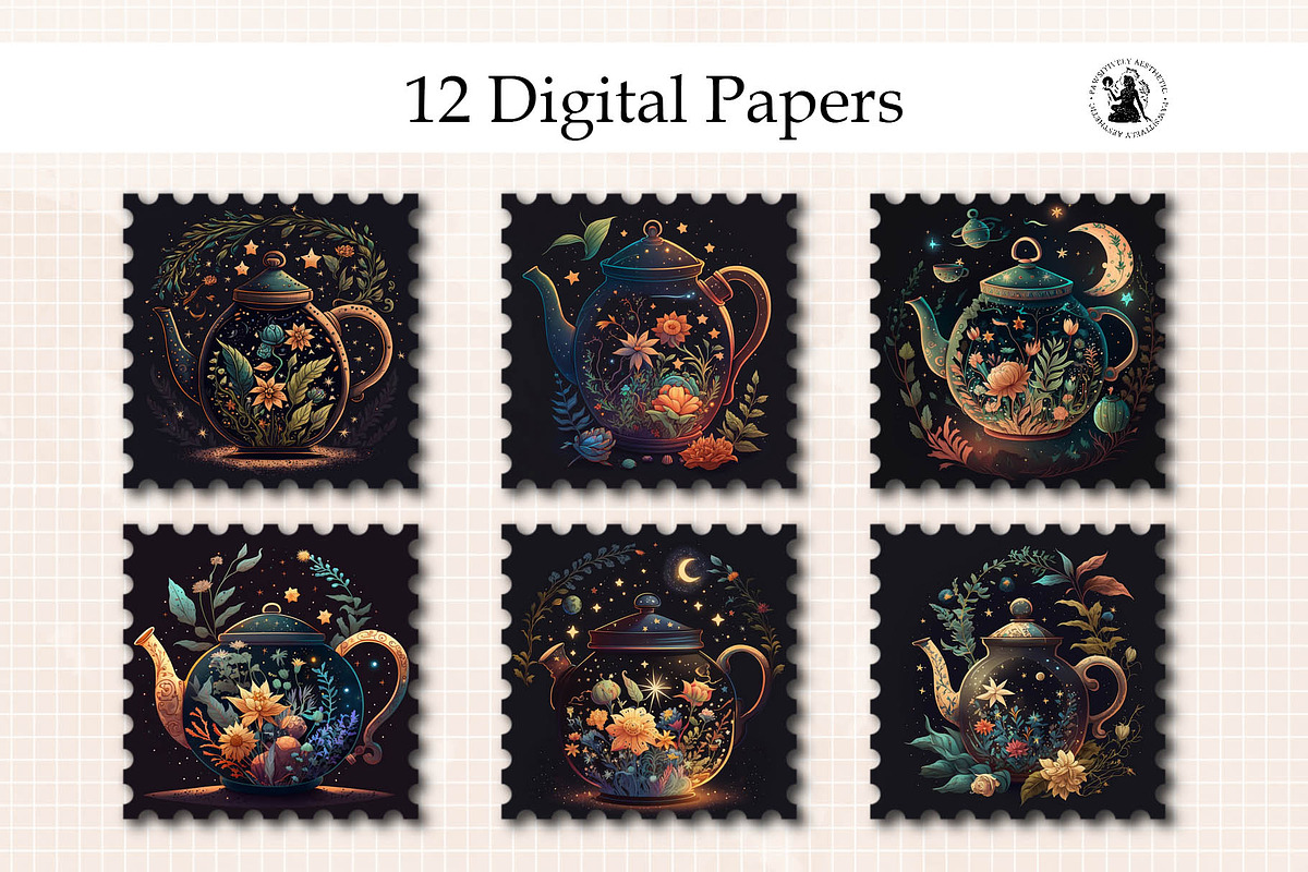 Magic Teapot Digital Paper, a Background Graphic by Pawsitively Aesthetic (Photo 2 of 4)