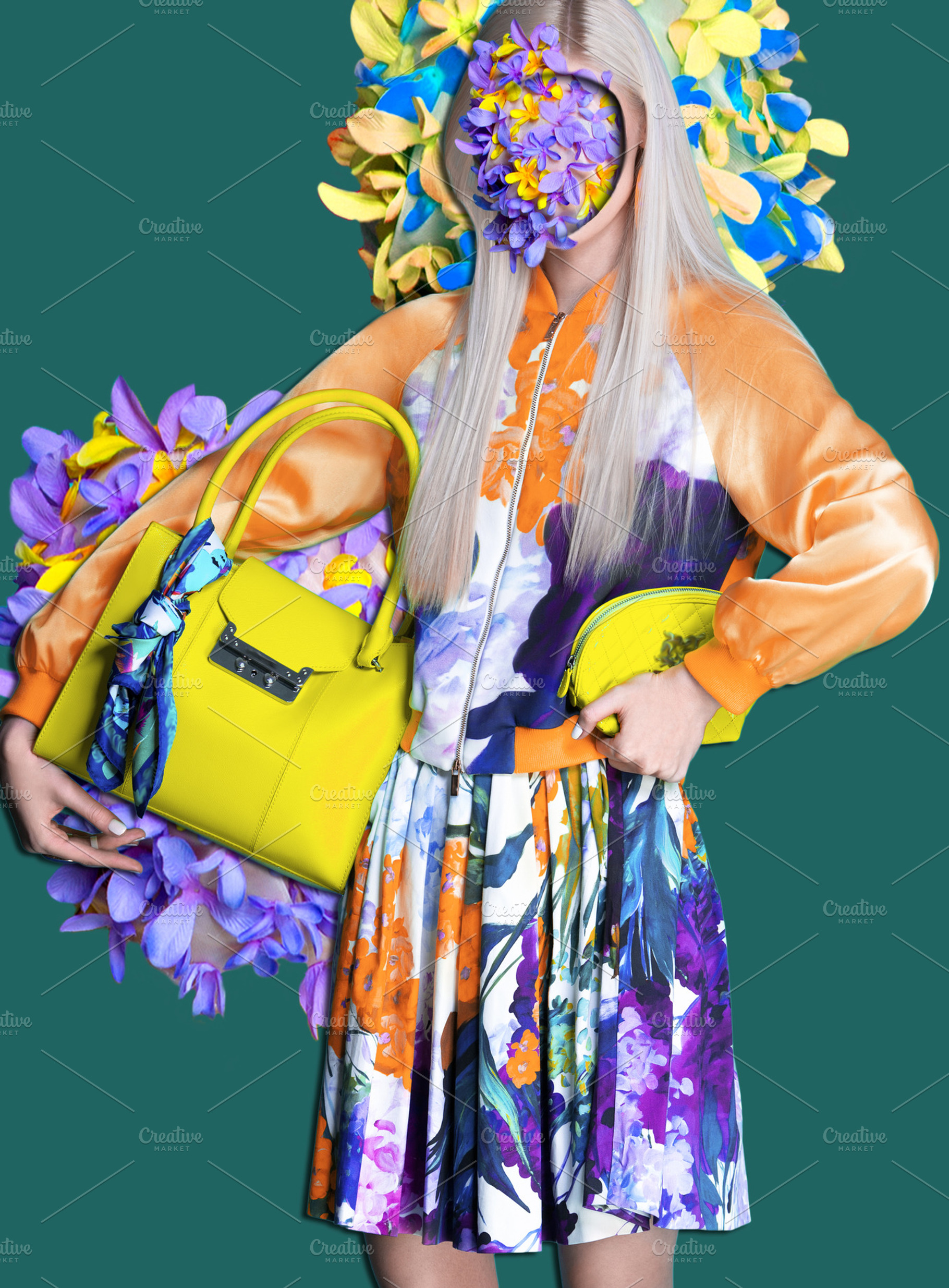 Color art hight fashion portrait vogue blond sexy model fine collage with no, a Beauty & Fashion Photo by Serovphoto