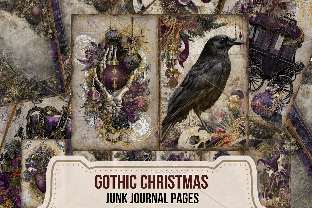 Grunge Gothic Christmas Junk Journal, a Seasonal Illustration by Print Haven Mochi Vintage (Photo 1 of 11)