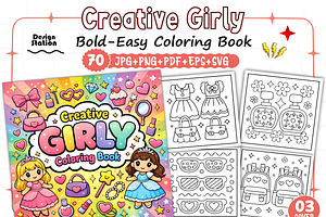 Creative Girly Coloring Pages, a Decorative Illustration by Design Station