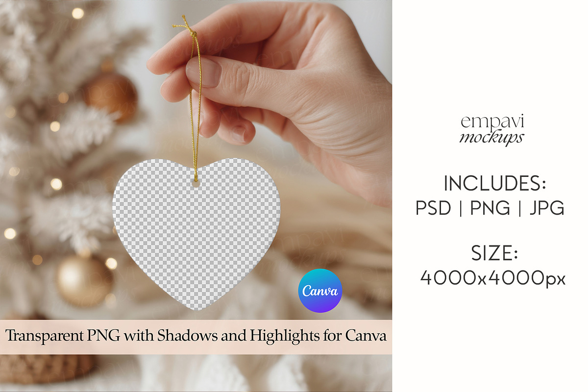 Ceramic Heart Ornament Mockup, a Merchandise Mockup by EmpaviMockups (Photo 2 of 8)