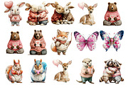 Valentines Woodland Animal Clipart, an Illustration by DreamArtGraphic (Thumbnail 2 of 3)