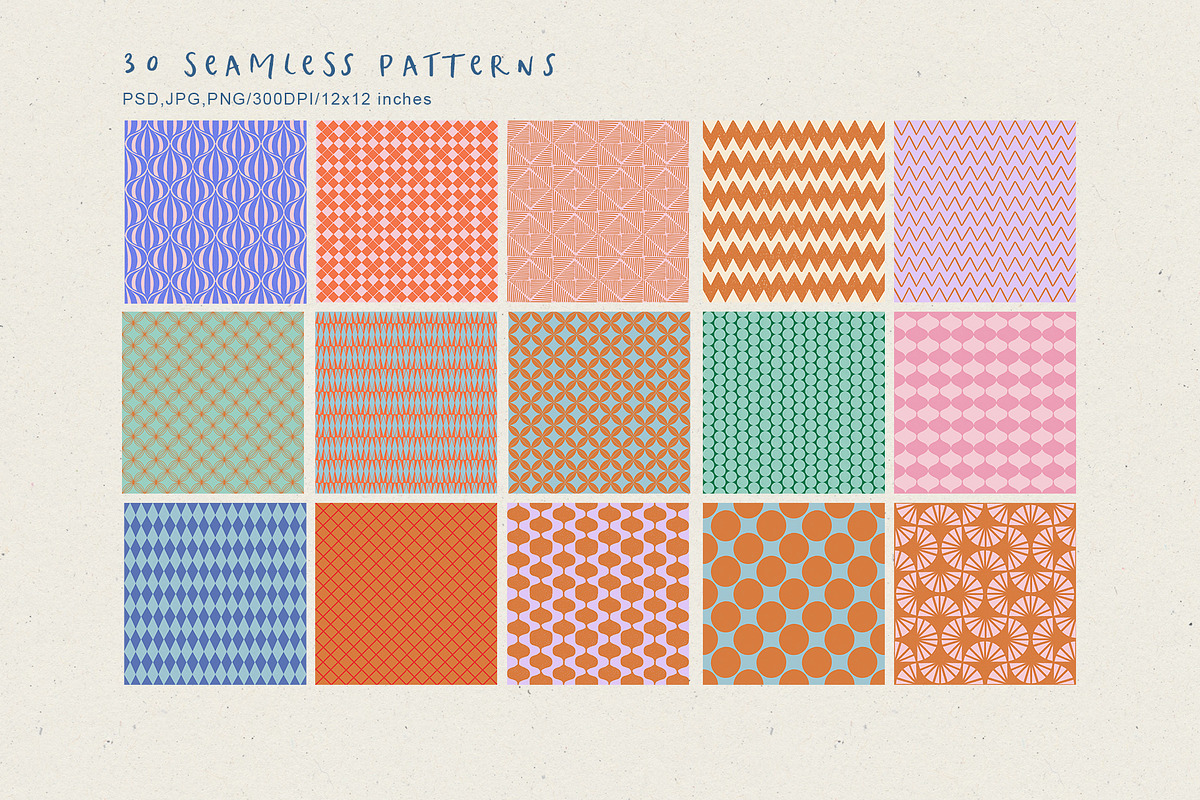 Retro Summer Seamless Patterns, a Pattern Graphic by Sweet Fig (Photo 4 of 11)